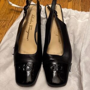 Salvatore Ferragamo Black Patent Leather Heels
